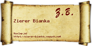 Zierer Bianka névjegykártya
